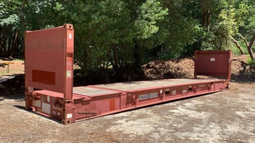 40 ft Flat Rack Shipping Container – Collapsible Ends, Lashing Rings, CSC Plated