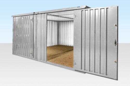 4m Side Linked Flat Pack Container Bundle – Galvanised, 4.37m Width, 2 Units + Linking Kit