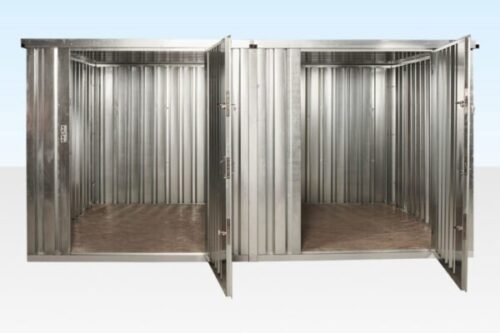 3m Side Linked Flat Pack Container Bundle – Galvanised, 11.3m² Area, 2 Units + Linking Kit