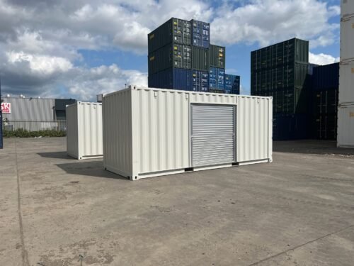 20ft One Trip Shipping Container with Roller Shutter Door – RAL 7035 Light Grey